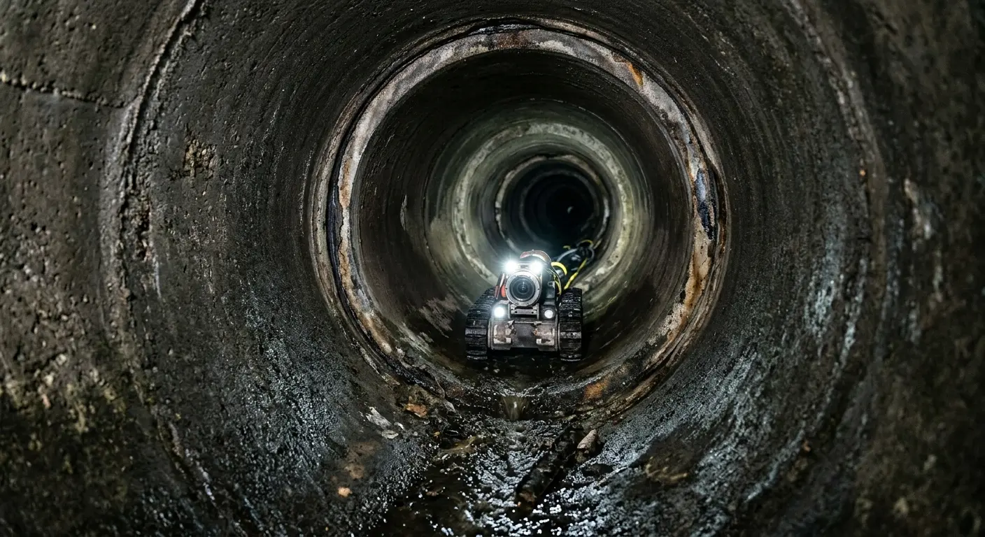 Robotic sewer camera inspecting pipe interior for Sewer Line Cleaning in Big Spring